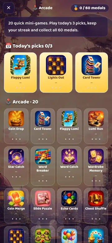Arcade: 20 mini-games